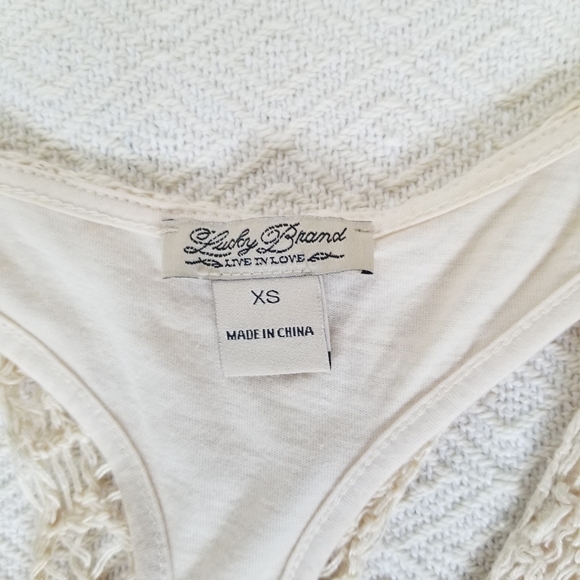 Lucky Brand crochet cream top - Picture 5 of 7